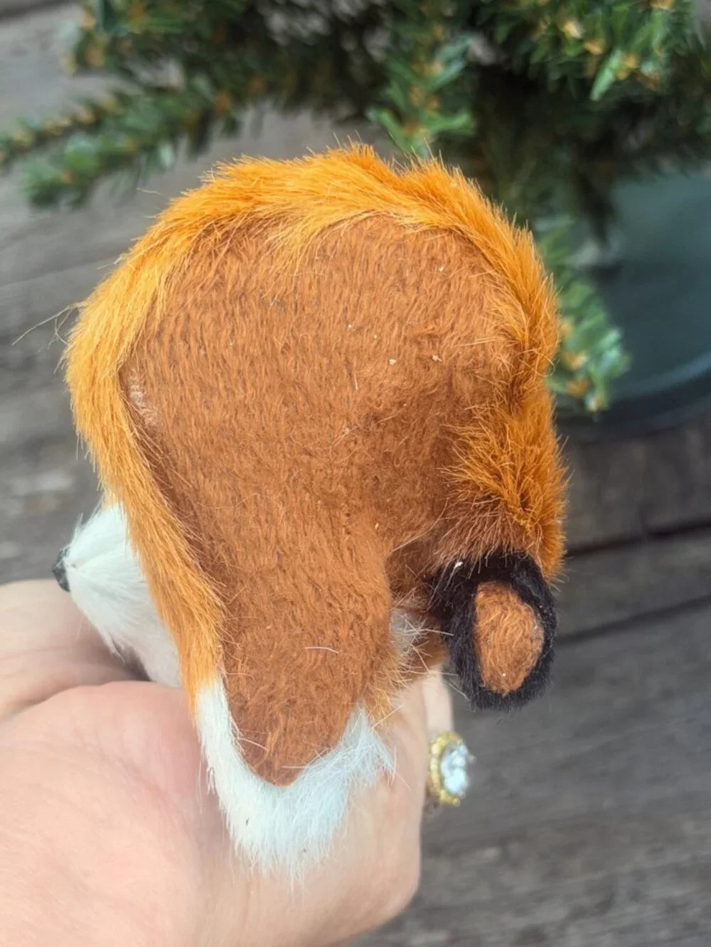 Lot of 3 Woodland Animal Faux Fur Christmas Ornaments Red White Fox & Raccoon
